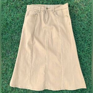Inherit Khaki Denim Midi Skirt